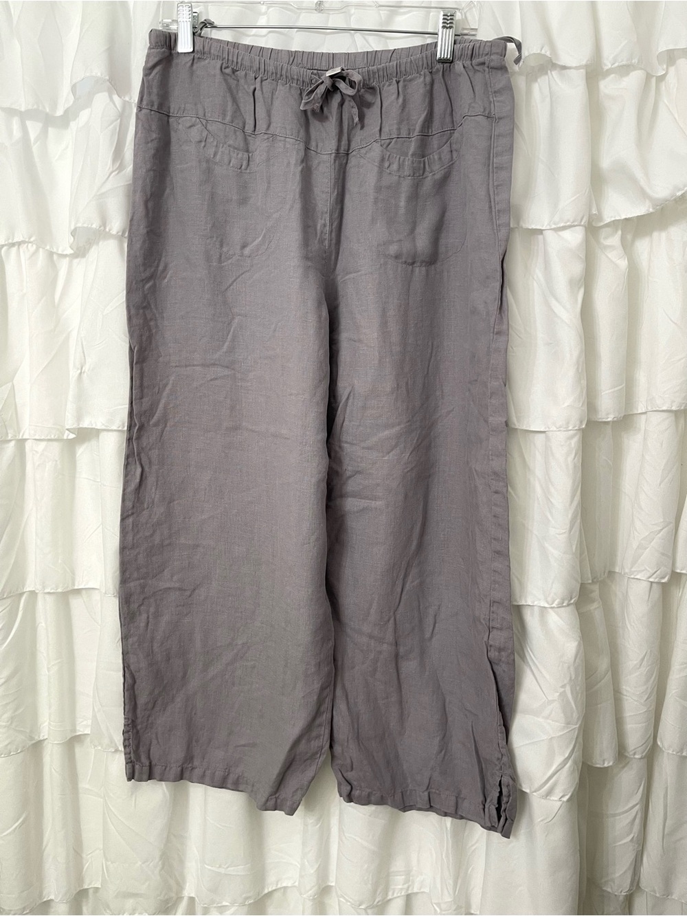 Kleen Women's Wide-Leg Linen-Blend Pull-On Pants — Taupe Gray